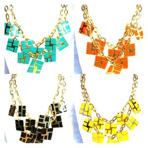 Cascade Enamel Cubic Charm Necklaces
